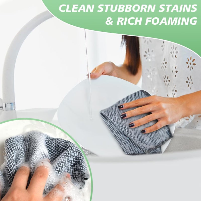 SINLAND Microfiber Dish Cloths Wash Clothes for Kitchen Best Kitchen Cloths Cleaning Cloth Poly Scour Side 12"x12" (10Pack, Dark Grey) - Image 5